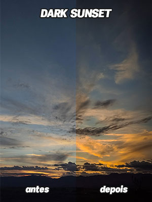 Preset para fotos de celular - dark sunset